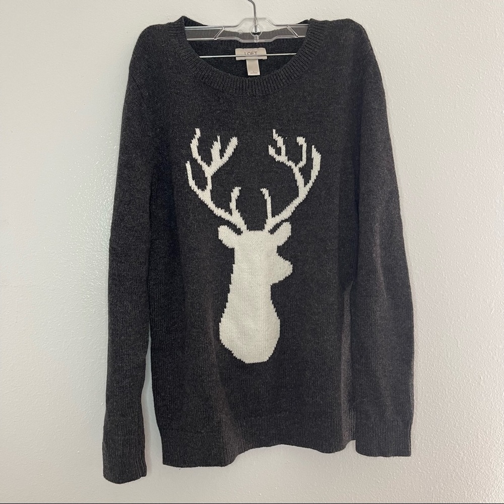 Loft Dark Gray Christmas Sweater Size L